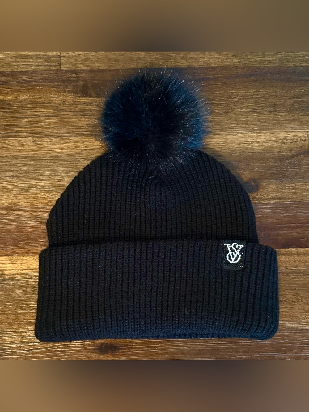 Victoria's Secret Beanie Hat Women OS Pretty Black Cozy Hat SUMMER STEAL Swift